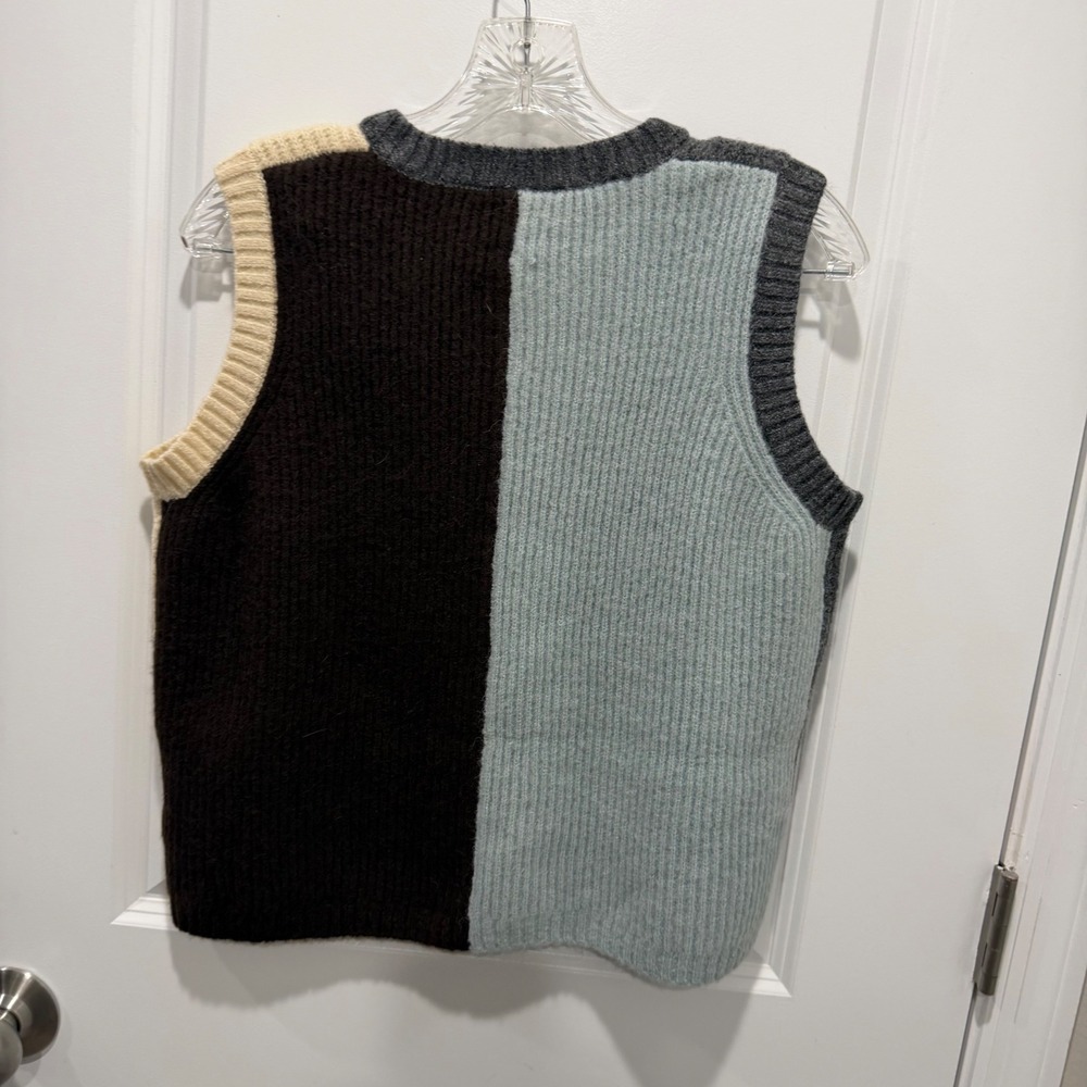 VICI‎ Womens Sweater Vest Colorblock Ribbed Button Front Size Medium - Picture 3 of 8